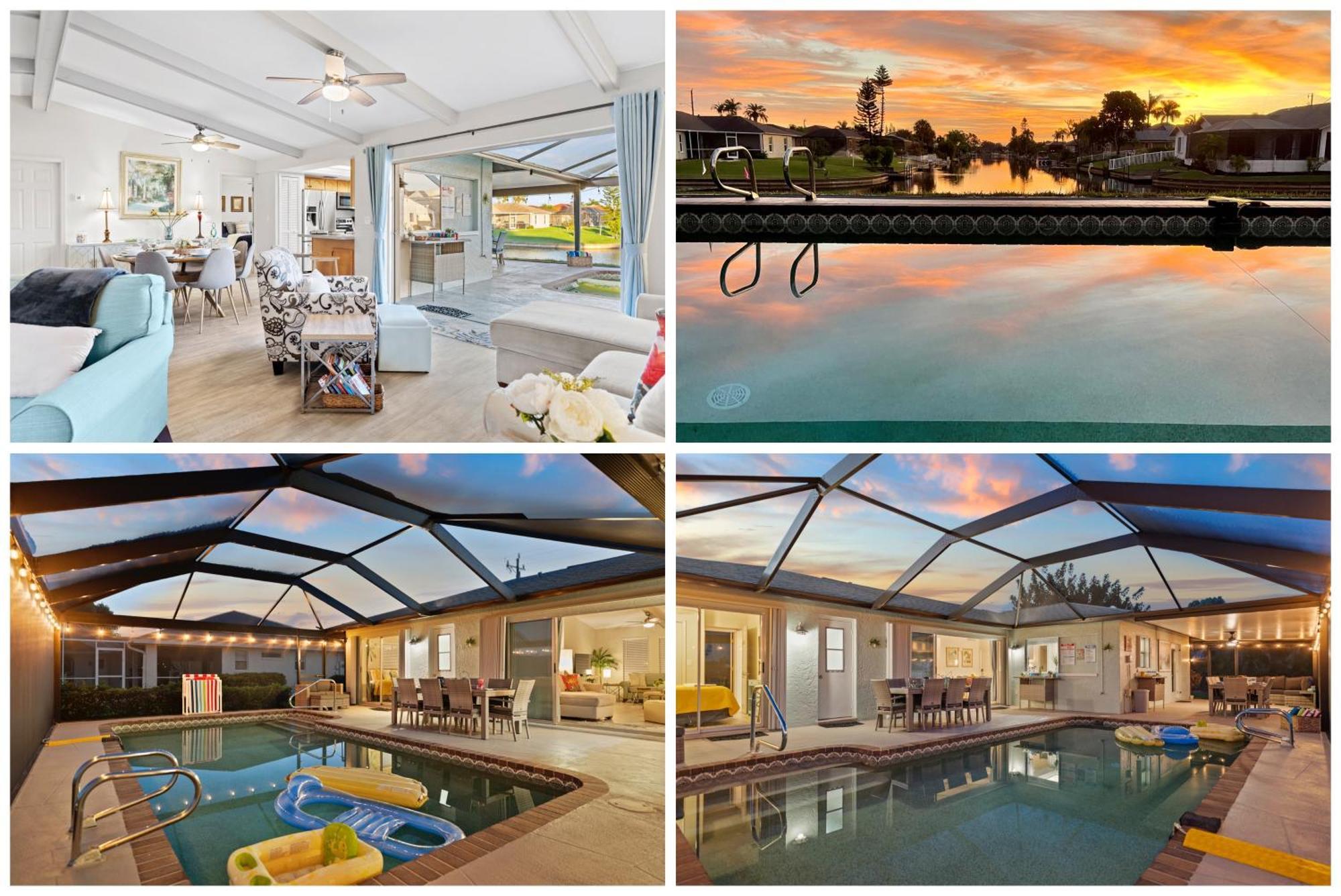Serenity Waterfront Villa With King Suite, Private Pool, Great Lanai Enclosure And Long Water Views Cape Coral Eksteriør billede