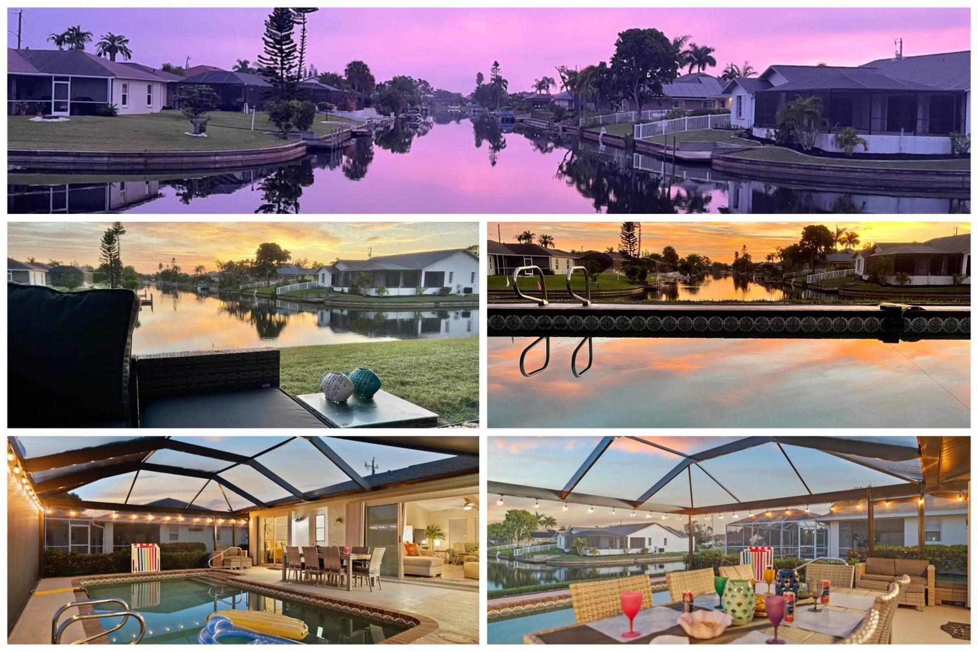 Serenity Waterfront Villa With King Suite, Private Pool, Great Lanai Enclosure And Long Water Views Cape Coral Eksteriør billede